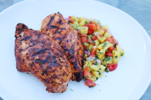GRILLED TACO CHICKEN AND MANGO SALSA