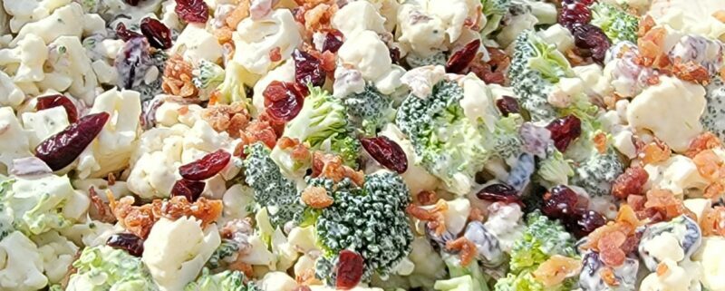 Lightened up broccoli and cauliflower salad